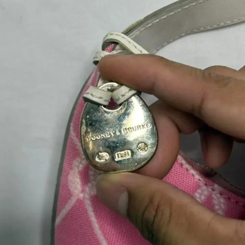 Dooney & Bourke Pink Logo Jacquard Shoulder Bag with Cream Trim